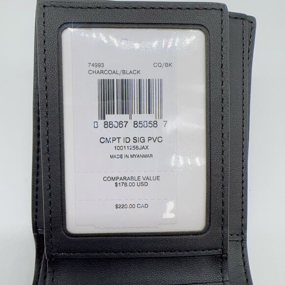 Coach 74993 Men’s 3-In-1 Card Wallet In Signature Canvas Black Oxblood Gift Box - Picture 8 of 8